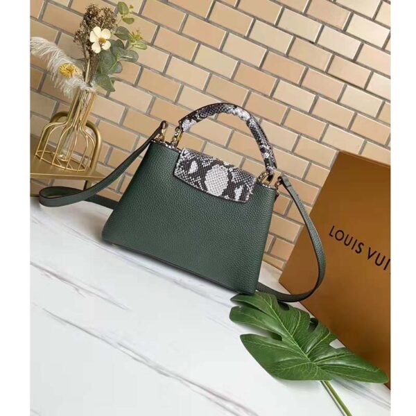 Louis Vuitton LV Women Capucines Mini Handbag Green Taurillon Leather Python Skin (3)