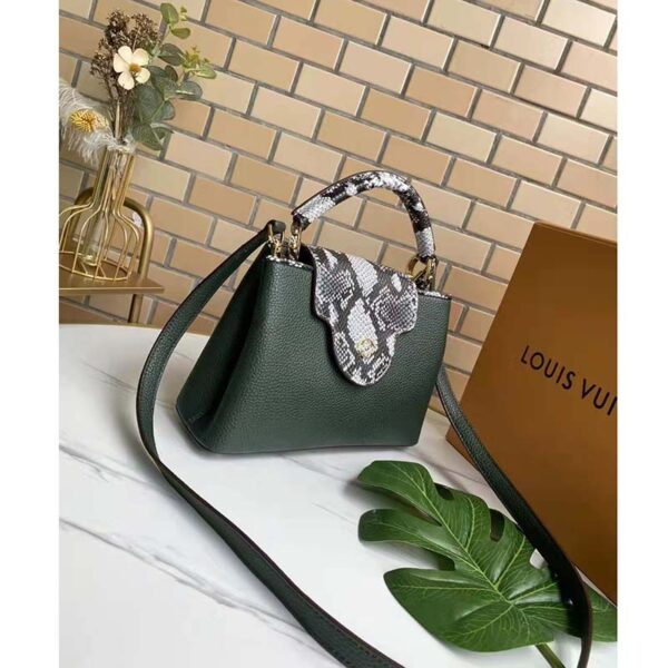 Louis Vuitton LV Women Capucines Mini Handbag Green Taurillon Leather Python Skin (4)