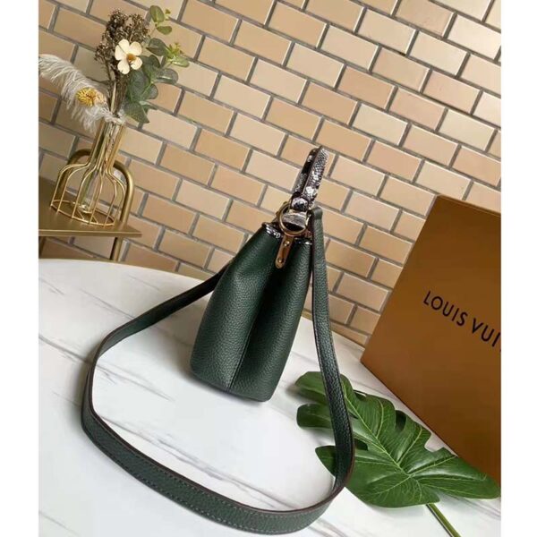 Louis Vuitton LV Women Capucines Mini Handbag Green Taurillon Leather Python Skin (5)