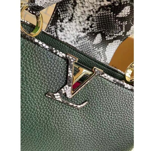 Louis Vuitton LV Women Capucines Mini Handbag Green Taurillon Leather Python Skin (7)