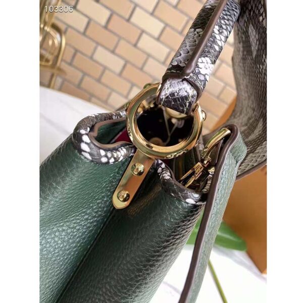 Louis Vuitton LV Women Capucines Mini Handbag Green Taurillon Leather Python Skin (8)