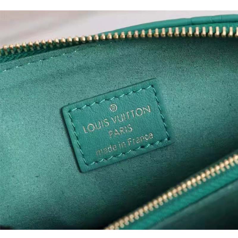 Louis Vuitton Emeraude Green Lambskin Embossed Monogram Coussin BB  Crossbody Bag