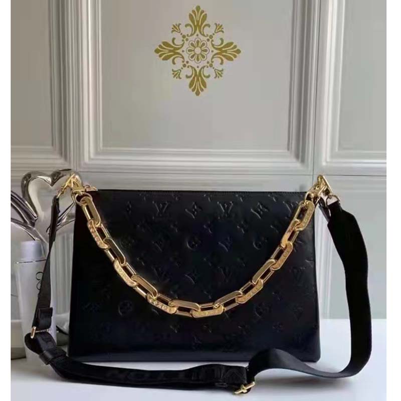 Louis Vuitton Shoulder Coussin Mm with Gold Chain Black Leather Cross Body  Bag Listed By Mer K - …