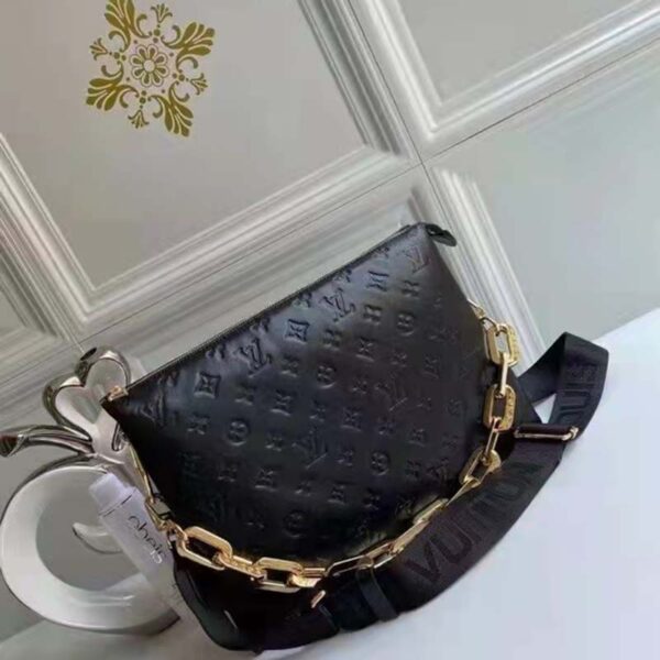 Louis Vuitton LV Women Coussin MM Handbag Black Monogram Embossed Puffy Lambskin (8)