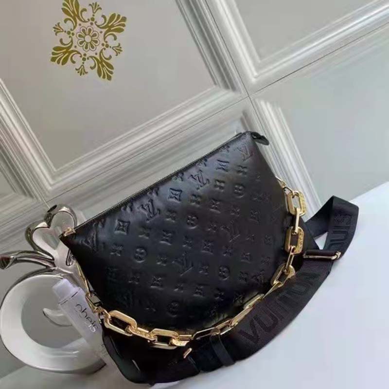 Louis Vuitton LV Women Coussin MM Handbag Black Monogram Embossed Puffy ...
