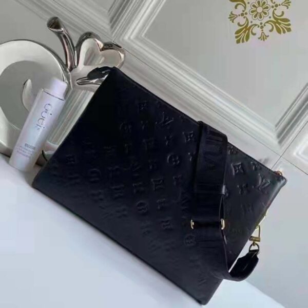 Louis Vuitton LV Women Coussin MM Handbag Black Monogram Embossed Puffy Lambskin (9)