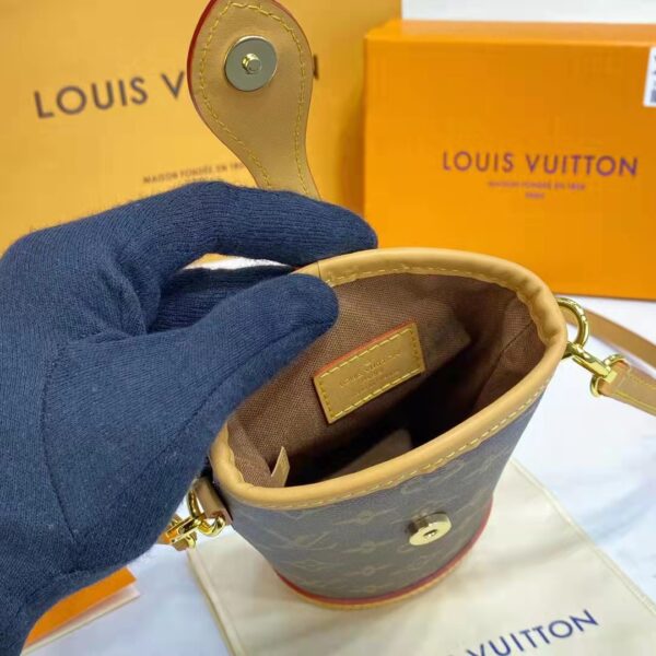 Louis Vuitton LV Women Fold Me Pouch Brown Monogram Canvas Cowhide Leather (4)