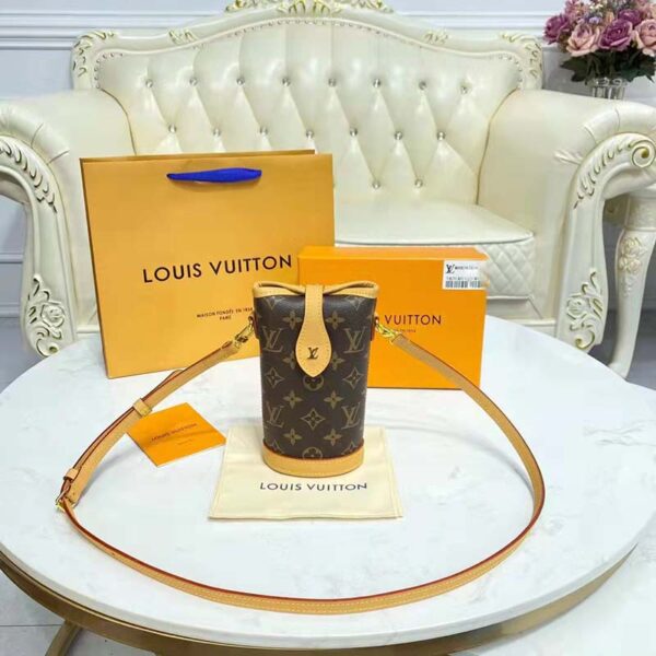 Louis Vuitton LV Women Fold Me Pouch Brown Monogram Canvas Cowhide Leather (5)