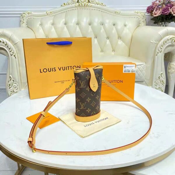 Louis Vuitton LV Women Fold Me Pouch Brown Monogram Canvas Cowhide Leather (6)