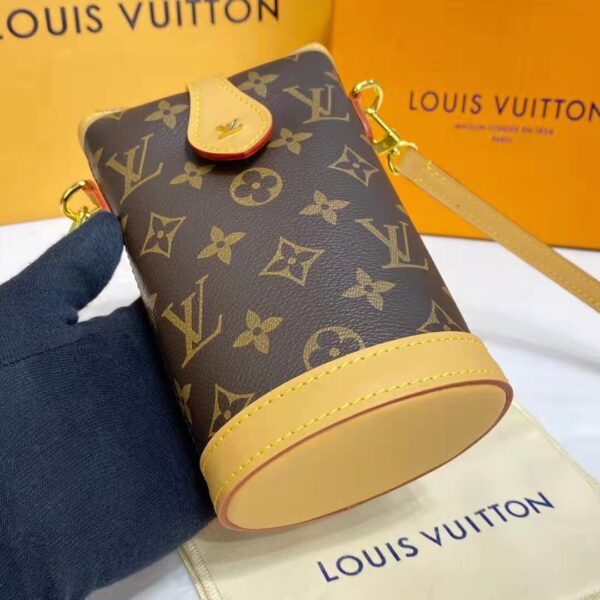 Louis Vuitton LV Women Fold Me Pouch Brown Monogram Canvas Cowhide Leather (8)