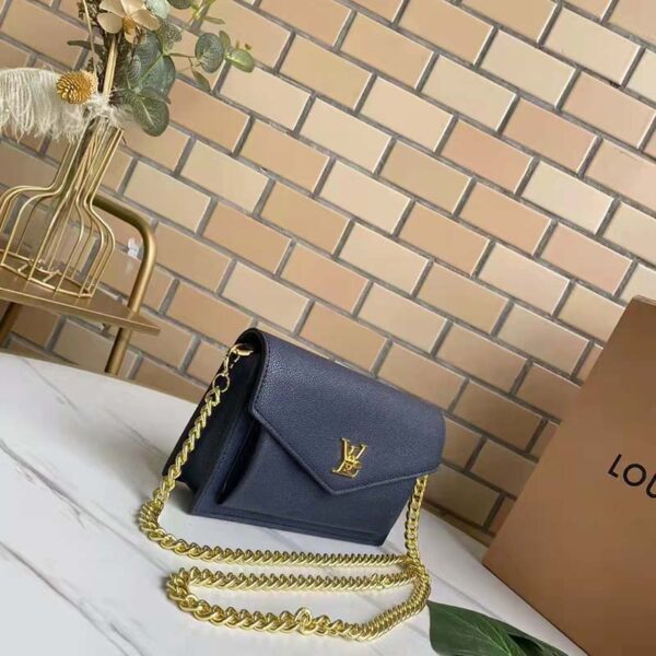 Louis Vuitton LV Women Mylockme Chain Bag Navy Soft Grained Calfskin (1)