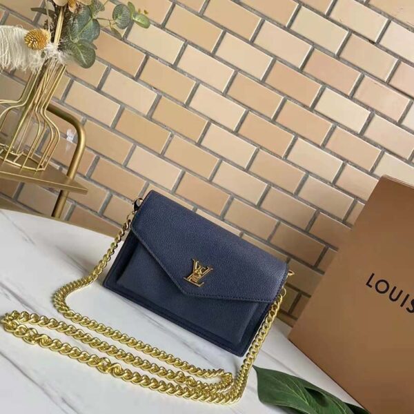 Louis Vuitton LV Women Mylockme Chain Bag Navy Soft Grained Calfskin (2)