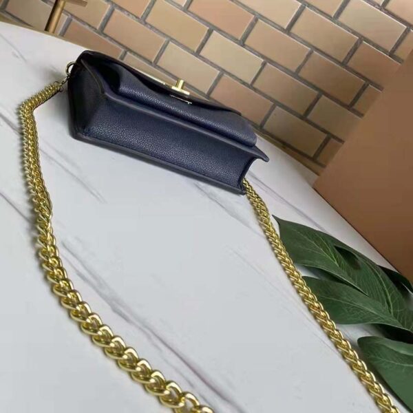 Louis Vuitton LV Women Mylockme Chain Bag Navy Soft Grained Calfskin (7)