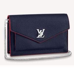 Louis Vuitton LV Women Mylockme Chain Pochette Navy Soft Grained Calfskin