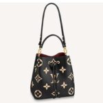 Sac seau Louis Vuitton LV Femme NéoNoé MM en cuir de vachette grainé noir embossé