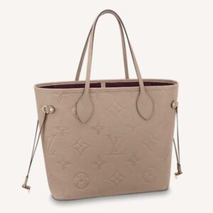 Louis Vuitton LV Women Neverfull MM Tote Beige Embossed Cowhide Leather