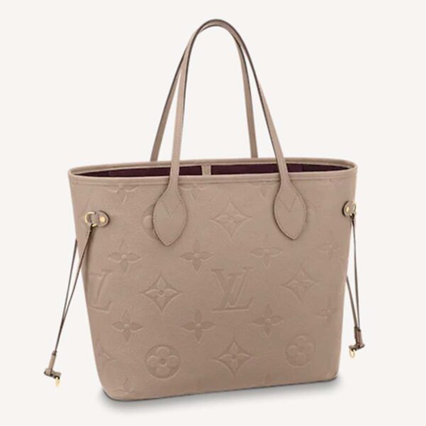 Louis Vuitton LV Women Neverfull MM Tote Beige Embossed Cowhide Leather (1)