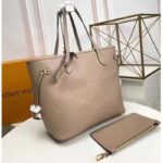 Louis Vuitton LV Women Neverfull MM Tote Beige Embossed Cowhide Leather - Image 3