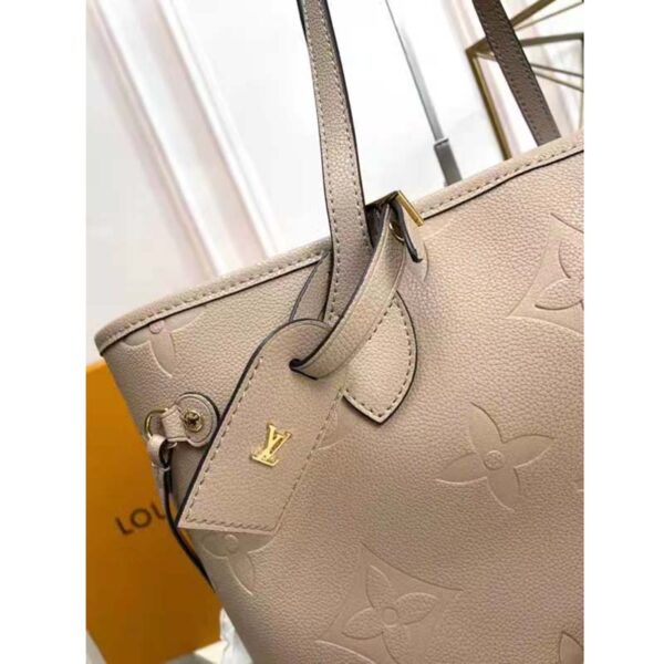 Louis Vuitton LV Women Neverfull MM Tote Beige Embossed Cowhide Leather (7)