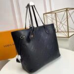Louis Vuitton LV Women Neverfull MM Tote Black Embossed Cowhide Leather – Image 4