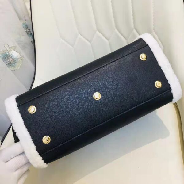 Louis Vuitton LV Women On My Side MM Handbag Black Shearling Grained Calf (8)