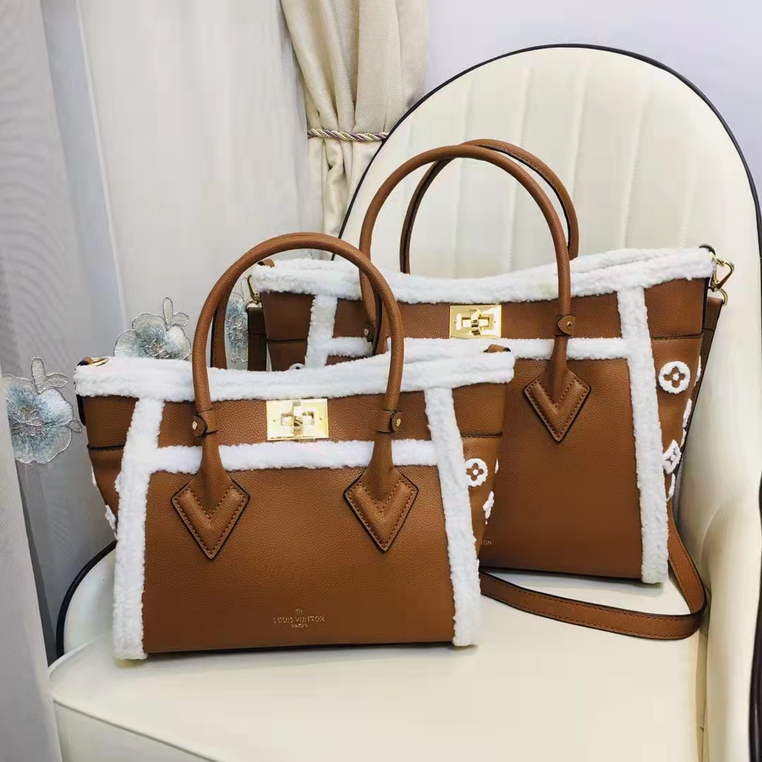 Louis Vuitton Brown Leather and Shearling On My Side PM Tote Bag