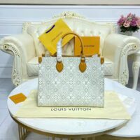 Louis Vuitton LV Women OnTheGo MM Tote Bag Since 1854 Jacquard Cowhide Leather (6)