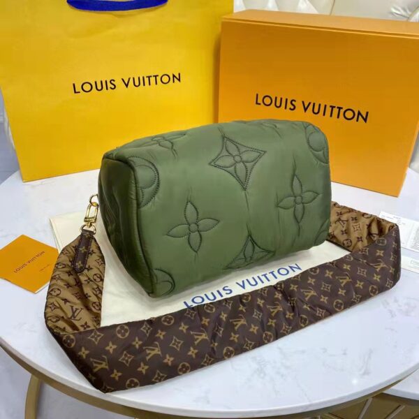 Louis Vuitton LV Women Speedy Bandoulière 25 Handbag Green Econyl Mini Monogram Canvas (11)