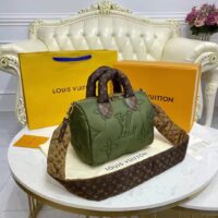 Louis Vuitton LV Women Speedy Bandoulière 25 Handbag Green Econyl Mini Monogram Canvas