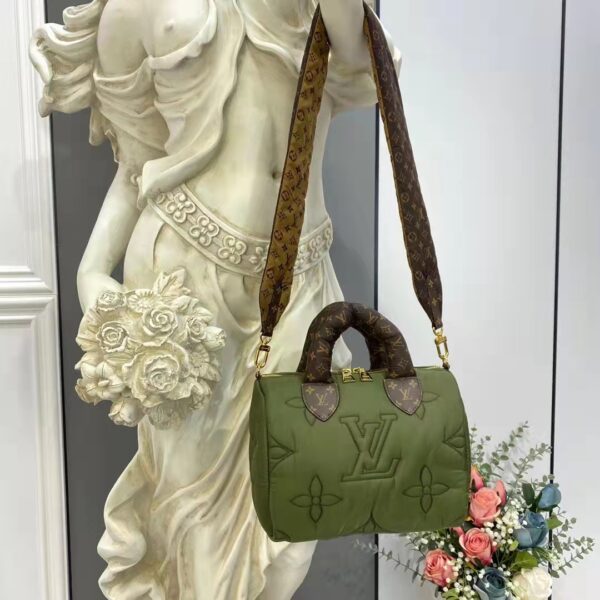 Louis Vuitton LV Women Speedy Bandoulière 25 Handbag Green Econyl Mini Monogram Canvas (3)