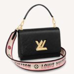 Louis Vuitton LV Women Twist MM Handback - Bolso de mano de piel de vacuno granulada Epi negra
