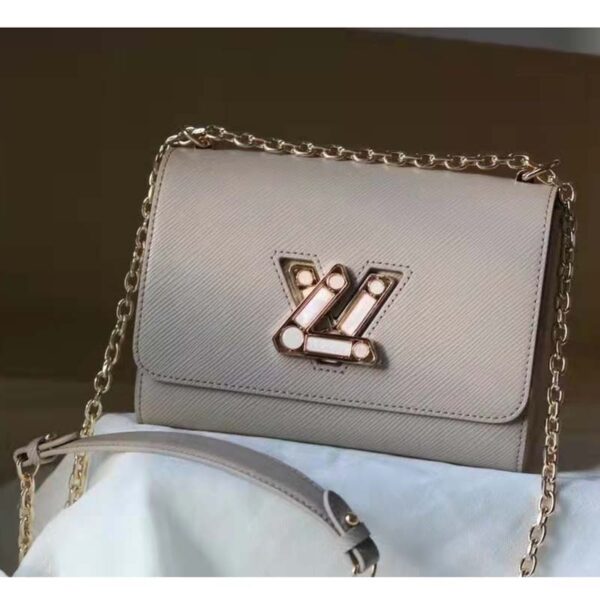 Louis Vuitton LV Women Twist MM Handback Gris Cloudy Epi Cowhide Leather (2)