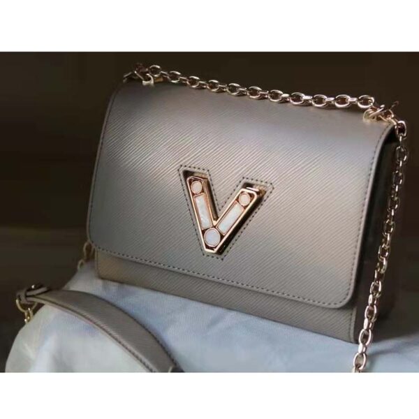 Louis Vuitton LV Women Twist MM Handback Gris Cloudy Epi Cowhide Leather (3)