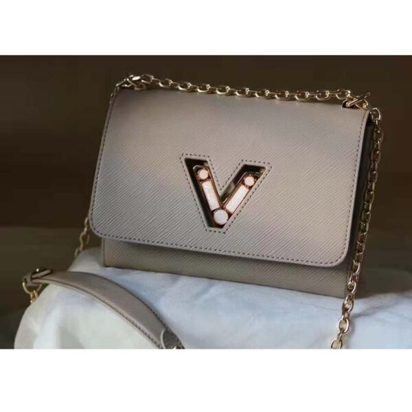 Louis Vuitton LV Women Twist MM Handback Gris Cloudy Epi Cowhide Leather (5)