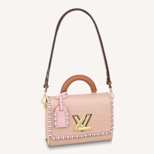 Louis Vuitton LV Women Twist MM Handbag Beige Epi grained Cowhide Leather