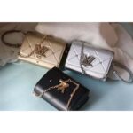 Louis Vuitton LV Women Twist MM Handbag Black Lambskin Calfskin Leather - Image 10