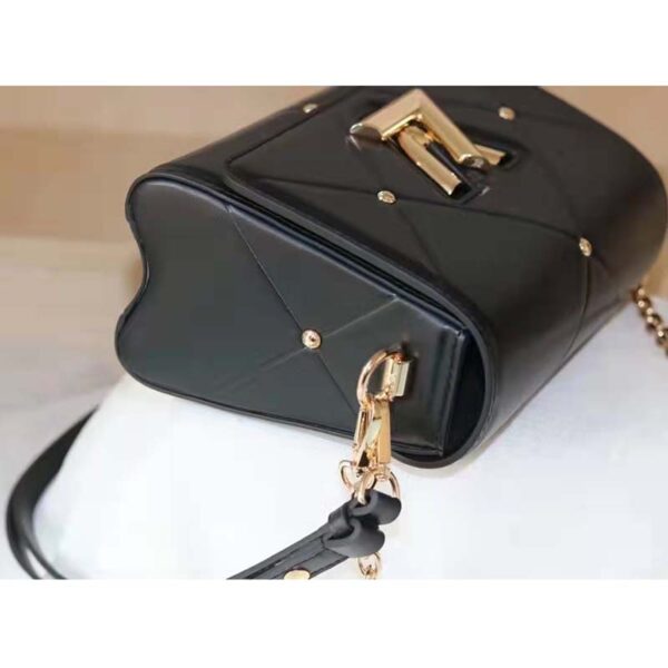 Louis Vuitton LV Women Twist MM Handbag Black Lambskin Calfskin Leather (6)