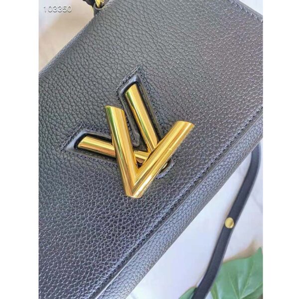 Louis Vuitton LV Women Twist One Handle PM Handbag Black Taurillon Cowhide (5)