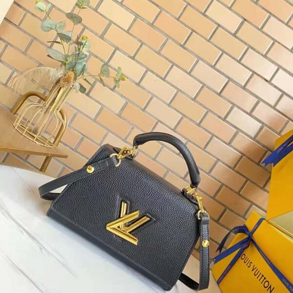 Louis Vuitton LV Women Twist One Handle PM Handbag Black Taurillon Cowhide