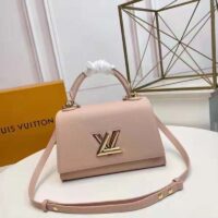 Louis Vuitton LV Women Twist One Handle PM Handbag Pink Greige Taurillon Cowhide