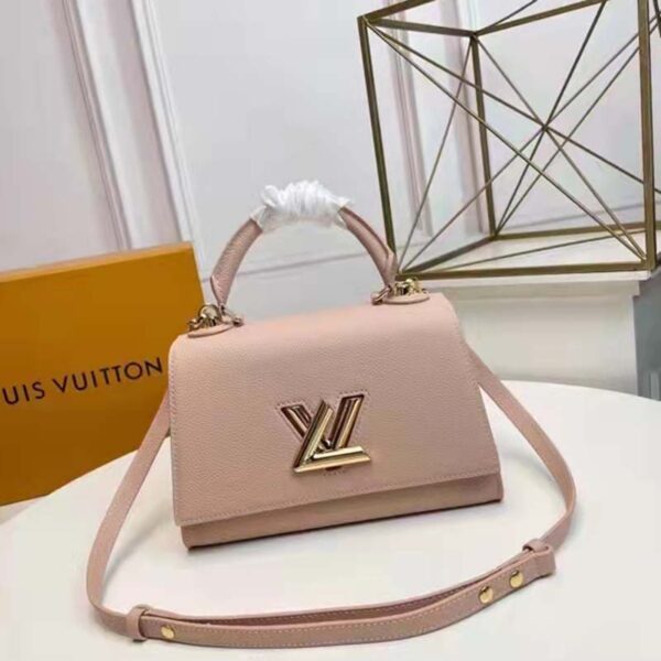 Louis Vuitton LV Women Twist One Handle PM Handbag Pink Greige Taurillon Cowhide (3)