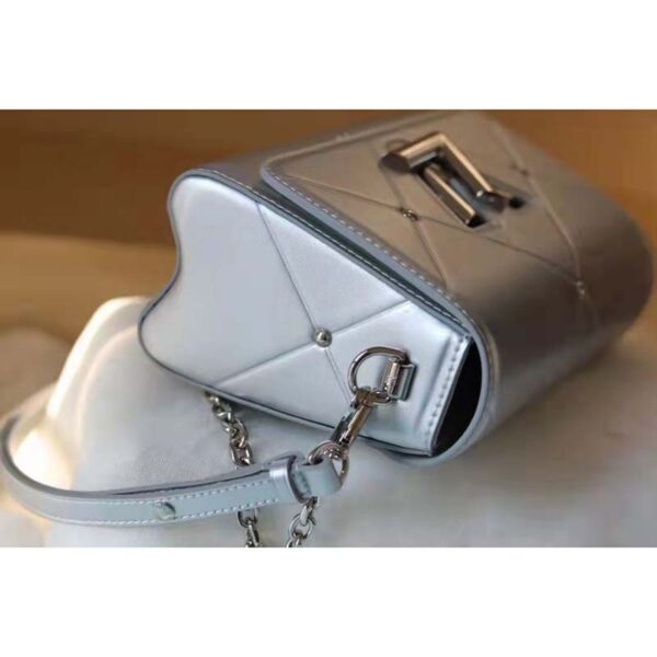 Louis Vuitton LV Women Twist PM Handbag Silver Argent Sheepskin Calfskin Leather (3)