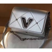 Louis Vuitton LV Women Twist PM Handbag Silver Argent Sheepskin Calfskin Leather (1)