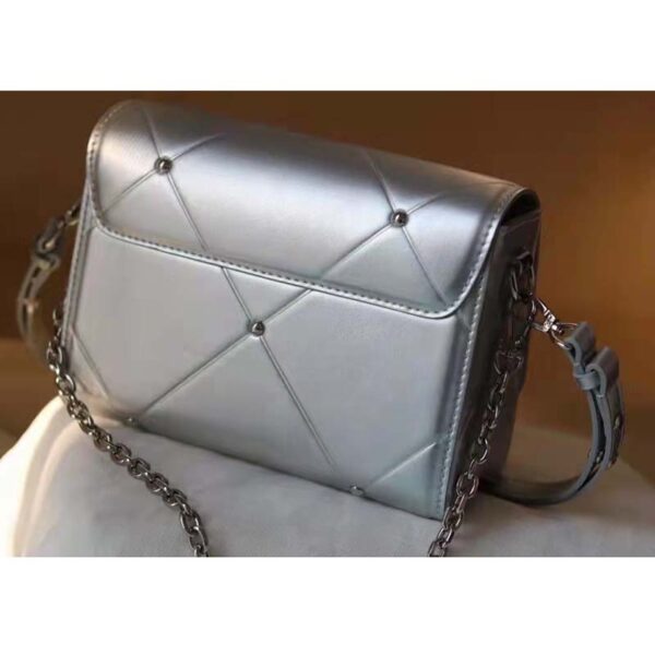 Louis Vuitton LV Women Twist PM Handbag Silver Argent Sheepskin Calfskin Leather (6)