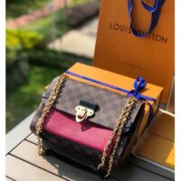 Louis Vuitton LV Women Vavin Chain Wallet in Damier Ebene Coated Canvas-Brown (1)