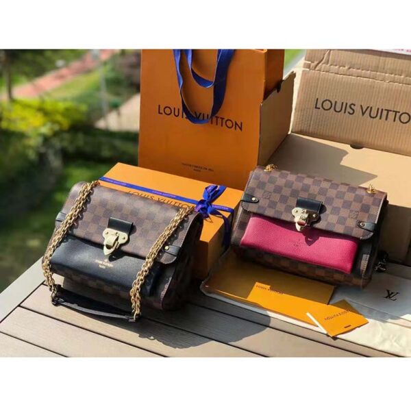 Louis Vuitton LV Women Vavin Chain Wallet in Damier Ebene Coated Canvas-Brown (3)