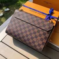 Louis Vuitton LV Women Vavin Chain Wallet in Damier Ebene Coated Canvas-Brown (1)