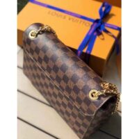 Louis Vuitton LV Women Vavin Chain Wallet in Damier Ebene Coated Canvas-Brown (1)