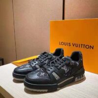 Louis Vuitton Unisex LV Trainer Sneaker Black Monogram Denim Rubber Outsole (1)