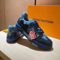 Louis Vuitton Unisex LV Trainer Sneaker Blue Monogram Denim Rubber Outsole